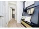 Entryway with seating, storage, and modern decor at 3279 Morab Dr, Zionsville, IN 46077