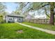 Charming backyard featuring a well-maintained lawn, a fence line for privacy, and a patio area, great for entertaining at 33 N Beville Ave, Indianapolis, IN 46201