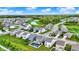 Aerial view showcases a Gathering-friendly neighborhood with mature trees, a pond, and green areas at 3719 Lexham Ct, Danville, IN 46122