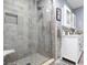 Modern bathroom featuring a glass door shower and updated fixtures at 3829 Waycross Dr, Columbus, IN 47203