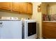 Well-equipped laundry room featuring washer, dryer, utility sink, and ample storage at 3829 Waycross Dr, Columbus, IN 47203