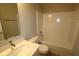 Clean bathroom with a tub and shower combination, vanity with sink, and modern fixtures at 3998 Bozeman Way, Bargersville, IN 46106