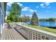 Deck view of grassy yard and lake, showcasing beautiful outdoor living space at 5521 Salem N Dr, Carmel, IN 46033