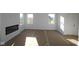 Inviting living room featuring a modern electric fireplace, light wood floors, and abundant natural light through large windows at 6219 Medina Spirit Dr, Indianapolis, IN 46237