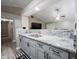 Bright kitchen features granite countertop, gray cabinetry, and modern stainless steel faucet at 8066 Cardinal Cove E Dr, Indianapolis, IN 46256