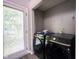 Laundry room features new front loading washer and dryer with a window at 8066 Cardinal Cove E Dr, Indianapolis, IN 46256
