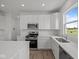 Modern white kitchen features stainless appliances, stylish hardware, and ample natural light at 10126 Redwood Peak Ln, Indianapolis, IN 46259