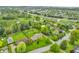 Neighborhood aerial showcasing well-maintained homes, green lawns, mature trees and nearby amenities at 10559 Rolling Springs Dr, Indianapolis, IN 46234