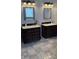 Bathroom featuring double sink vanity with storage and tile floors at 12551 Hawks Landing Dr, Fishers, IN 46037