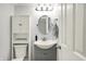 Small bathroom with gray vanity, modern lighting, and a mirrored medicine cabinet at 12984 Shandon Ln, Fishers, IN 46038