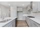 Gourmet kitchen equipped with gray cabinets, a sleek island, stainless steel appliances, and modern design elements at 13324 Roundtop Rd, Noblesville, IN 46060