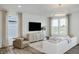 Relaxing living room with natural light, comfortable seating, and a sleek entertainment center at 13324 Roundtop Rd, Noblesville, IN 46060