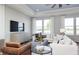 Bright living room boasts large windows, comfortable seating, and a contemporary entertainment center at 13324 Roundtop Rd, Noblesville, IN 46060