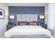 Cozy main bedroom features elegant lighting, stylish decor, and plush bedding at 13324 Roundtop Rd, Noblesville, IN 46060