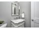 A powder room featuring an ornate vanity and a decorative mirror at 18820 Wychwood Pl, Noblesville, IN 46062