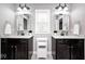 Modern bathroom with double vanities, granite countertops, and stylish fixtures at 18820 Wychwood Pl, Noblesville, IN 46062
