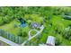 Breathtaking aerial view of a large home with a private pond, lush landscaping, and circular driveway at 1933 S 825 E, Zionsville, IN 46077