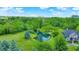 Drone shot of a serene landscape featuring a home with a pond and well-maintained grounds at 1933 S 825 E, Zionsville, IN 46077