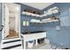 Well-organized laundry room with utility sink, shelves for storage, and a convenient side entrance at 1933 S 825 E, Zionsville, IN 46077