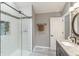 Bathroom showcasing a modern glass-enclosed shower, granite countertop vanity, and stylish finishes for a spa-like feel at 378 Turnberry Ct, Avon, IN 46123