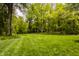 Expansive backyard featuring lush lawn and mature trees, offers serene privacy and seclusion at 5800 Lawrence Dr, Indianapolis, IN 46226