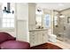 Bathroom features granite countertops, white cabinets, and a large glass shower at 6505 Miramar Ct, Indianapolis, IN 46250