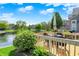 A view of the deck overlooking a pond, providing a serene and natural backdrop at 6505 Miramar Ct, Indianapolis, IN 46250