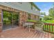 Backyard deck with seating and sliding glass doors that lead to the home's interior at 6530 Kingswood Dr, Indianapolis, IN 46256