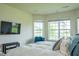 This main bedroom features a sitting area by the window and TV mounted on the wall at 8732 Wicklow Way, Brownsburg, IN 46112