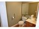 Bathroom with a toilet, sink, mirror, and grab bars for accessibility at 11850 Stepping Stone Dr, Fishers, IN 46037