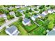 Aerial view of a residential neighborhood highlighting backyards, tree coverage, and varied architectural styles at 13209 Westwood Ln, Fishers, IN 46038