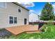 A view of the outdoor deck, perfect for entertaining, with a well-maintained backyard at 13209 Westwood Ln, Fishers, IN 46038