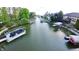 Scenic waterway view with multiple boat docks and waterfront homes at 14035 Stone Key Way, Fishers, IN 46040