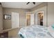 This bedroom leads to the bathroom and closet, giving homeowners privacy and ease at 15369 Mystic Rock Dr, Carmel, IN 46033
