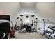 Finished attic space with a drum set, guitars, and sound dampening for a music or listening room at 1717 W 10Th St, Anderson, IN 46016