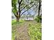 Backyard view of the home featuring large trees and a grassy area at 1806 Union St, Columbus, IN 47201