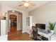 Functional home office with stylish desk, comfortable chair, and views to the well equipped kitchen at 4281 Cairo Way, Avon, IN 46123
