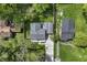 Aerial view of the house, backyard, and surrounding greenery, highlighting its location and layout at 4721 E Morris St, Indianapolis, IN 46203