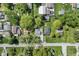 Birds-eye view of residential neighborhood showing detached garage and surrounding landscape at 4721 E Morris St, Indianapolis, IN 46203