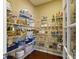 Walk-in pantry features wire shelving for organized storage with white French doors for entry at 5593 Ralfe Rd, Indianapolis, IN 46234