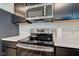 This kitchen features stainless steel appliances, white countertops, and black cabinets at 900 Sunchaser Rd, Lebanon, IN 46052