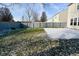 Large, fenced backyard with a concrete slab patio and a spacious grassy area at 9955 Orange Blossom Trl, Fishers, IN 46038