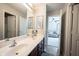 Bathroom with double sinks, a large mirror, and great lighting at 10267 Ranford Blvd, Fishers, IN 46040