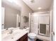 Bathroom with a shower stall, a single vanity, and neutral decor at 10267 Ranford Blvd, Fishers, IN 46040
