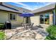 Backyard patio with outdoor seating under an umbrella, perfect for entertaining at 11471 Clarkston Rd, Zionsville, IN 46077