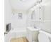 Bright bathroom with shower-tub combo, vanity with mirror, and tile flooring at 1505 E 30Th St, Anderson, IN 46016