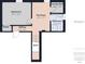 Floor plan highlighting the upper level, complete with bedroom, flex room, stairs, and laundry room at 1505 E 30Th St, Anderson, IN 46016