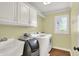 Bright laundry room with modern washer, dryer, sink, storage, and natural light at 3996 Brockton Manor N Dr, Greenwood, IN 46143