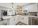 Kitchen features white cabinets, quartz countertop, stainless steel dishwasher, and eat-in counter at 4245 Guilford Ave, Indianapolis, IN 46205