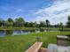 Beautiful backyard pond view from the wooden deck at 4719 Arabian Run, Indianapolis, IN 46228